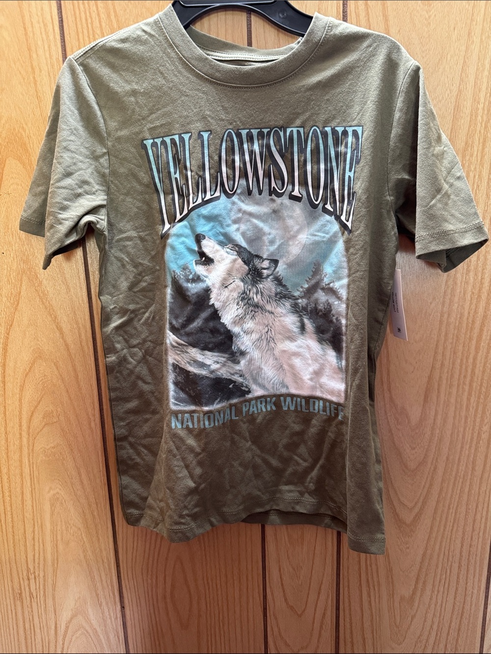 wonder nation Olive Green Yellowstone Wolf Graphic Tee